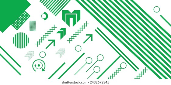 Abstract colorful background in a modern trendy style. Poster with flat different geometric shapes. Banner Design