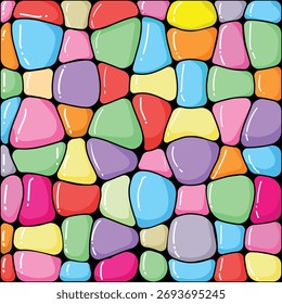Abstract colorful background. Mosaic pebble stone seamless pattern background of ceramic fragments. Cute pebble background. Room for interior designs, texture, beauty, background.