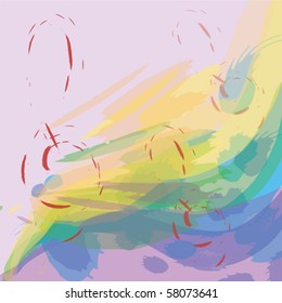 Abstract colorful background with music key
