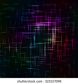 Abstract colorful background with neon glowing lines. Rainbow shining stripes on dark background.