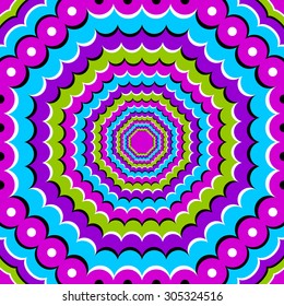 Abstract colorful  background with octagons (optical illusion of movement). Seamless pattern.