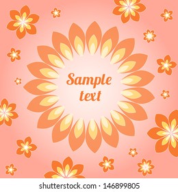 Abstract colorful background with orange flowers.  Vector design. Vector illustration. 
