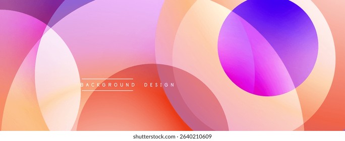 Abstract colorful background. Overlapping circles create vibrant gradients, blending pinks, oranges, purples. Modern design element.