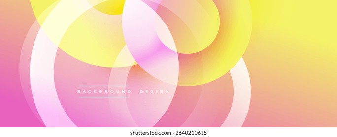 Abstract colorful background. Overlapping circles create dynamic gradient effect. Soft pinks, yellows, purples blend seamlessly. Modern design element.