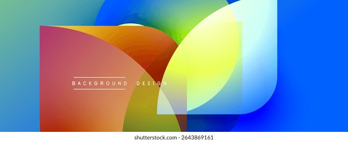 Abstract colorful background. Overlapping circles create dynamic visual effect. Modern design elements present vibrant hues.