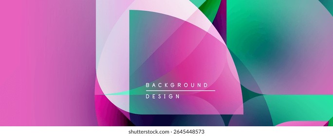 Abstract colorful background. Overlapping shapes create dynamic visual effect. Modern design elements present vibrant gradients.