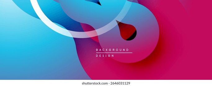 Abstract colorful background. Overlapping shapes create dynamic visual flow. Gradient transitions, modern design elements present.