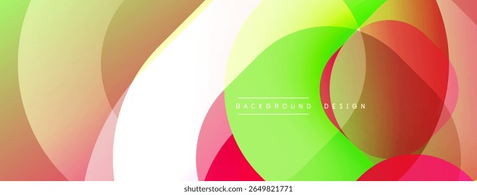 Abstract colorful background. Overlapping shapes create dynamic visual effect. Smooth gradients, modern design elements present.