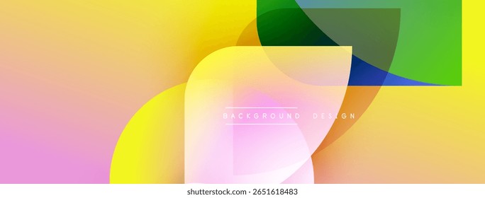 Abstract colorful background. Overlapping shapes create dynamic visual effect. Gradient hues blend smoothly, modern design element.