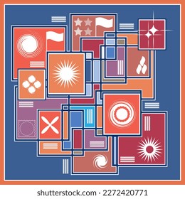 Abstract colorful background, panels with simple elements and shapes. Vector illustration