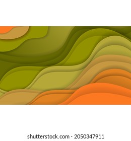 Abstract colorful background with paper curved relief layers. shape wave object. Paper cutting poster. Applicable for business banner, flyer, poster, brochure design