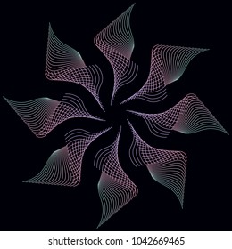 Abstract colorful background, pattern, fractal, optical illusion. Guilloche. Vector template.