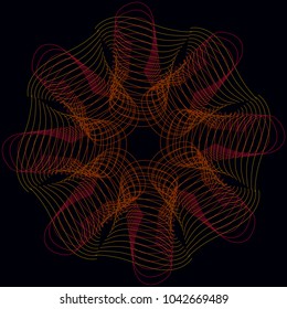 Abstract colorful background, pattern, fractal, optical illusion. Guilloche. Vector template.
