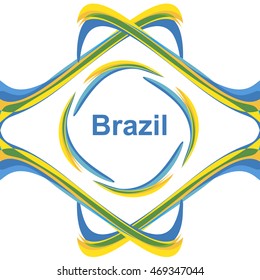 Abstract colorful background. Pattern in green, orange, yellow, blue colors. Styling Brazilian flag. For art, print, web design advertising.