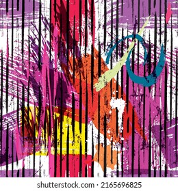 abstract colorful background pattern, with vertical lines, paint strokes and splashes 