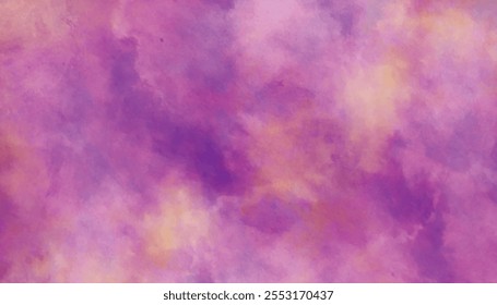 Abstract Colorful Background. Pink and Purple Sky Cloud Watercolor Background.
