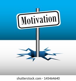 Abstract colorful background with a plate with the text motivation coming out from an ice crack