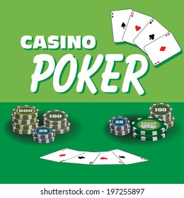 Abstract colorful background with poker chips and poker cards. Casino theme