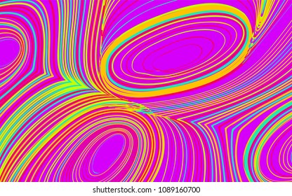 Abstract Colorful Background in Psychedelic Style. Bright Vector Illustration with Wavy Lines. Abstraction with Distorted Circles. Abstract Wavy Background for Web Design, Wallpaper, Covers, Posters.
