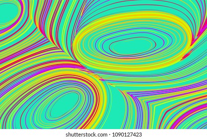 Abstract Colorful Background in Psychedelic Style. Bright Vector Illustration with Wavy Lines. Abstraction with Distorted Circles. Abstract Wavy Background for Web Design, Wallpaper, Covers, Posters.