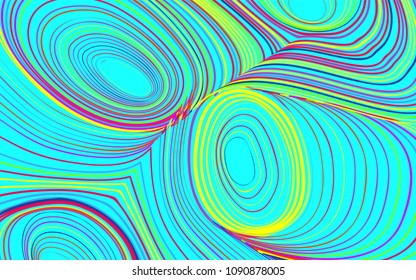 Abstract Colorful Background in Psychedelic Style. Bright Vector Illustration with Wavy Lines. Abstraction with Distorted Circles. Abstract Wavy Background for Web Design, Wallpaper, Covers, Posters.