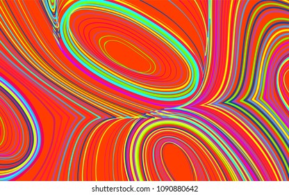 Abstract Colorful Background in Psychedelic Style. Bright Vector Illustration with Wavy Lines. Abstraction with Distorted Circles. Abstract Wavy Background for Web Design, Wallpaper, Covers, Posters.