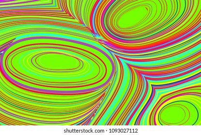 Abstract Colorful Background in Psychedelic Style. Bright Vector Illustration with Wavy Lines. Abstraction with Distorted Circles. Abstract Wavy Background for Web Design, Wallpaper, Covers, Posters.