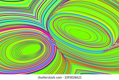 Abstract Colorful Background in Psychedelic Style. Bright Vector Illustration with Wavy Lines. Abstraction with Distorted Circles. Abstract Wavy Background for Web Design, Wallpaper, Covers, Posters.