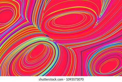 Abstract Colorful Background in Psychedelic Style. Bright Vector Illustration with Wavy Lines. Abstraction with Distorted Circles. Abstract Wavy Background for Web Design, Wallpaper, Covers, Posters.