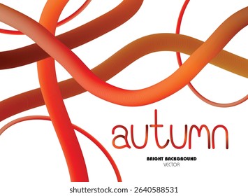 Abstract colorful background with red brown gradient lines. Vibrant 3D vector waves and swirls on white background. Vivid wavy graphic elements. Bright autumn template with copy space.	