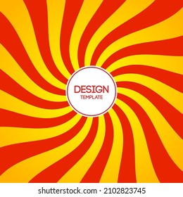 Abstract colorful background with red and yellow wavy stripes, stylized sun. Abstract geometric cover. Applicable for covers, placards, posters, brochures, flyers, banner design. Vector illustration.