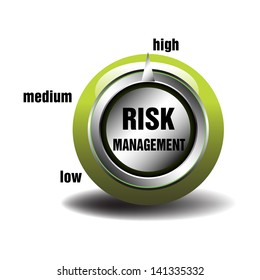 Abstract colorful background with risk management button isolated on white background