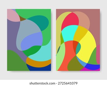 Abstractas colorido conjunto de fondo con superposición de Formas de fluido orgánico