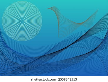 Abstract colorful background with abstract shapes mad with intertwined lines creating a dreamlike atmosphere