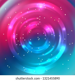 Abstract colorful background, Shining circle tunnel. Elegant modern geometric wallpaper. Blue, pink colors. Vector illustration