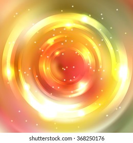 Abstract colorful background,  Shining circle tunnel. Elegant modern geometric wallpaper.   Vector  illustration. Yellow, orange, green colors. 