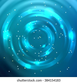 Abstract colorful background, Shining circle tunnel. Elegant modern geometric wallpaper.   Vector  illustration. Blue color. 