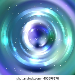 Abstract colorful background, Shining circle tunnel. Elegant modern geometric wallpaper.   Vector  illustration. Blue, green, violet colors. 