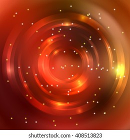 Abstract colorful background, Shining circle tunnel. Elegant modern geometric wallpaper.   Vector  illustration. Orange, red, brown colors. 