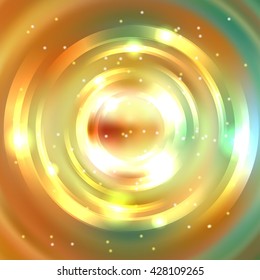 Abstract colorful background, Shining circle tunnel. Elegant modern geometric wallpaper.   Vector  illustration. Yellow, orange, green colors