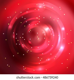 Abstract colorful background, Shining circle tunnel. Elegant modern geometric wallpaper.   Vector  illustration. Red color. 