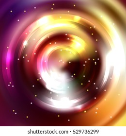 Abstract colorful background, Shining circle tunnel.  Elegant modern geometric wallpaper.   Vector  illustration. Yellow, brown colors