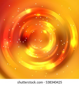 Abstract colorful background, Shining circle tunnel. Elegant modern geometric wallpaper.   Vector  illustration. Yellow, orange colors. 