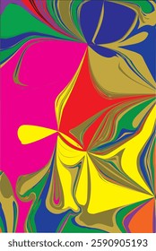 Abstract colorful background with simple hand drawn liquid shapes composition. Fun childish doodle backdrop. Minimal horizontal cover design in bright trendy colors.