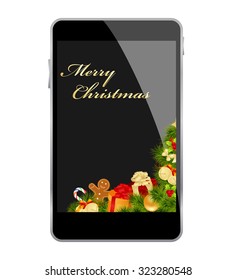 Abstract colorful background with smartphone. vector illustration