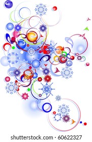Abstract colorful background with snowflakes. Vector.