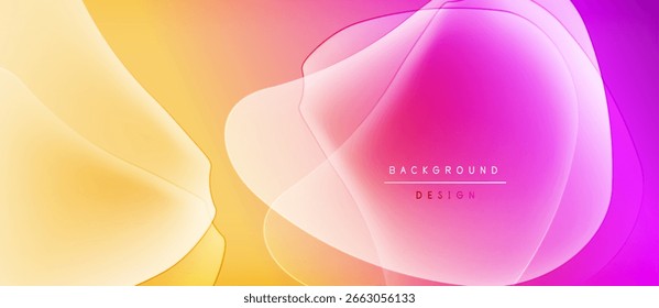 Abstractas fondo colorido. Las Formas suaves se superponen, creando Gradientes vibrantes. Los tonos rosados y amarillos dominan el diseño. Estética moderna.