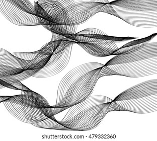 Abstract colorful background. Spectrum wave. smoke line color. Abstract black lines on wait background