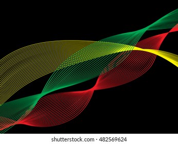Abstract colorful background. Spectrum wave. smoke line color . Black background