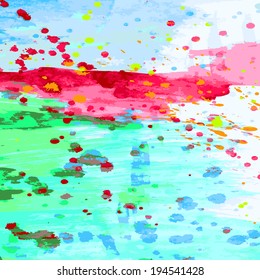 Abstract colorful background with splashes. Acrylic illustration, vector format.